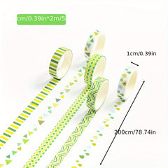 5 Rolls Basic Decorative Tape & Stickers Set