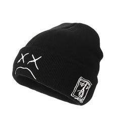 Embroidered Expression Knitted Pullover Hat Warm Outdoor Hat
