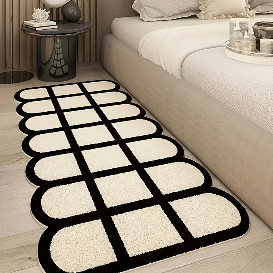 Plaid Area Rug Hand Washable Polyester Mat for Home Hotel Decor