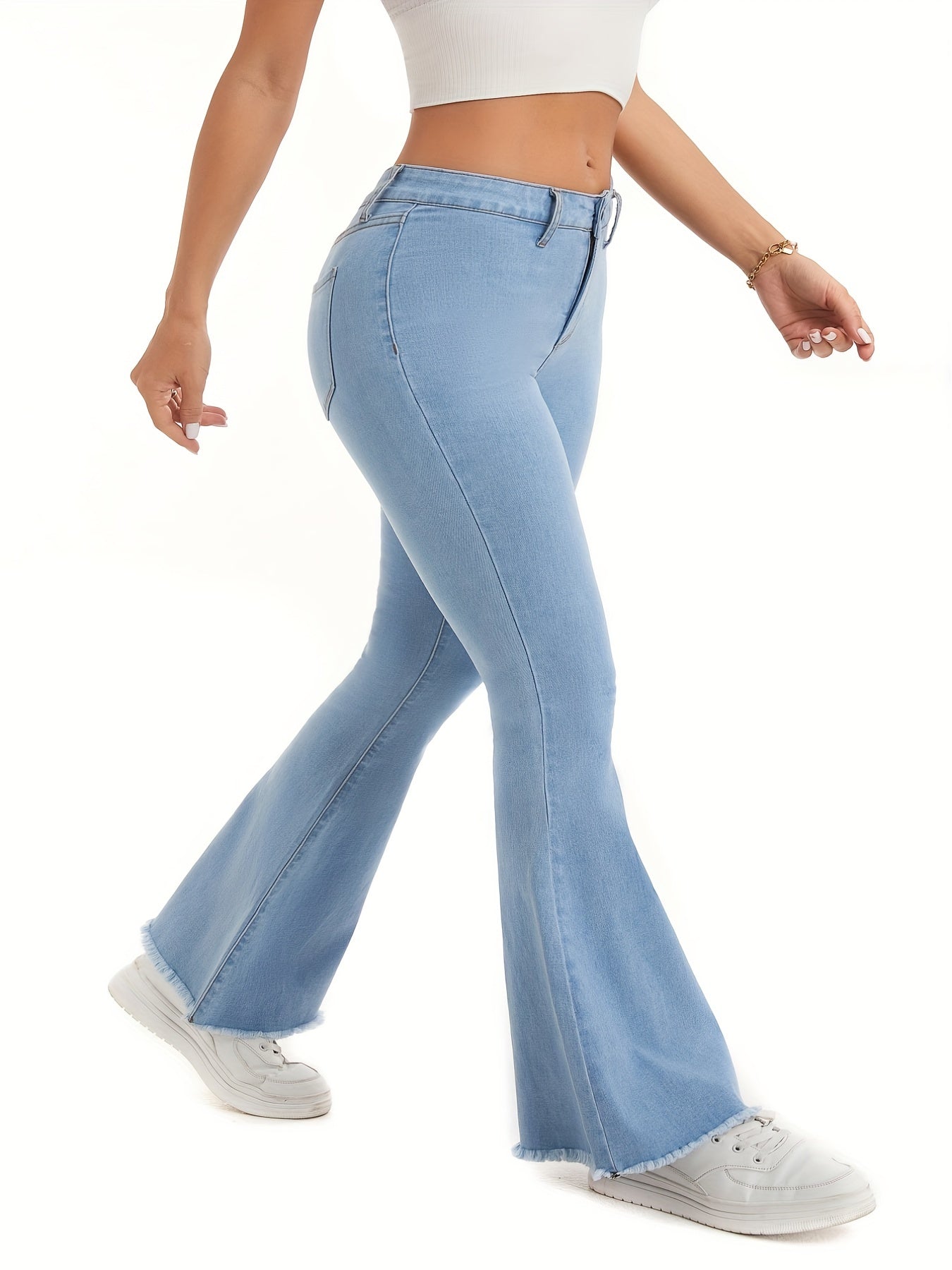 Sexy Jeans Women's Plus High Rise High Stretch Skinny Flared Leg Jeans