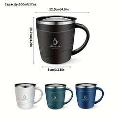 500ml Stainless Steel Insulated Coffee Mug with Lid - 17oz Capacity
