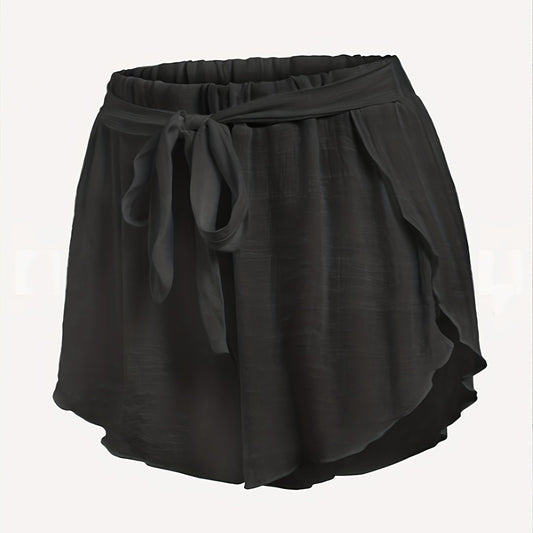 Ruffle Trim Split Shorts Women's Summer Shorts