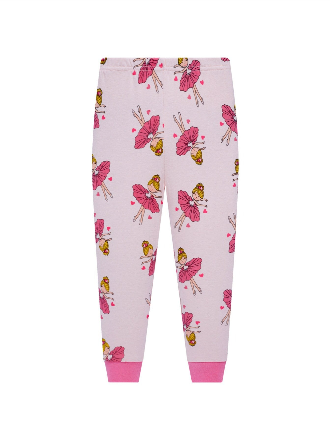 Girls Ballerina Cartoon Block Top & Pajama Pants Set