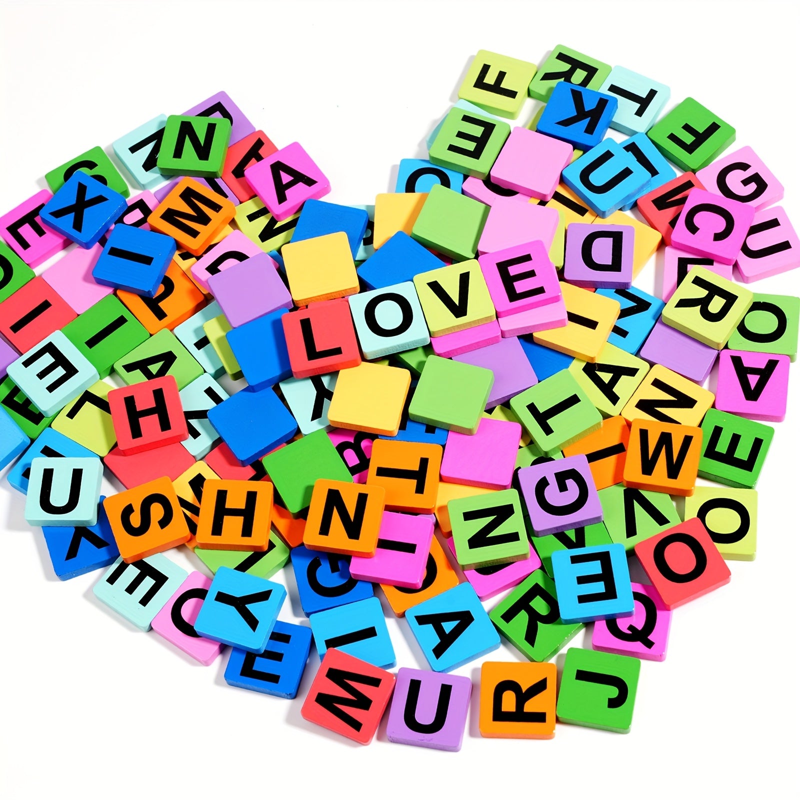 Colorful Wooden Alphabet Blocks Rainbow Educational Toy for Kids