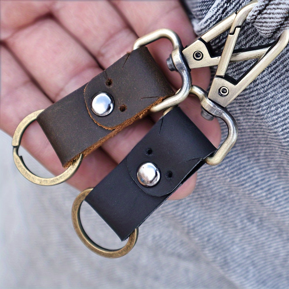 Vintage Cowhide Keychain Keyring Portable Retro Key Chain