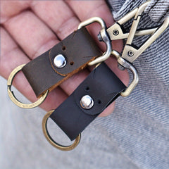 Vintage Cowhide Keychain Keyring Portable Retro Key Chain