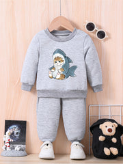 Baby SHARK & KITTY Casual Outfit Sweatshirt Trousers Set