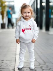 OERYUI Kids Breathable Activewear Set MOM IS MY LOVE Print Hoodies Pants Set