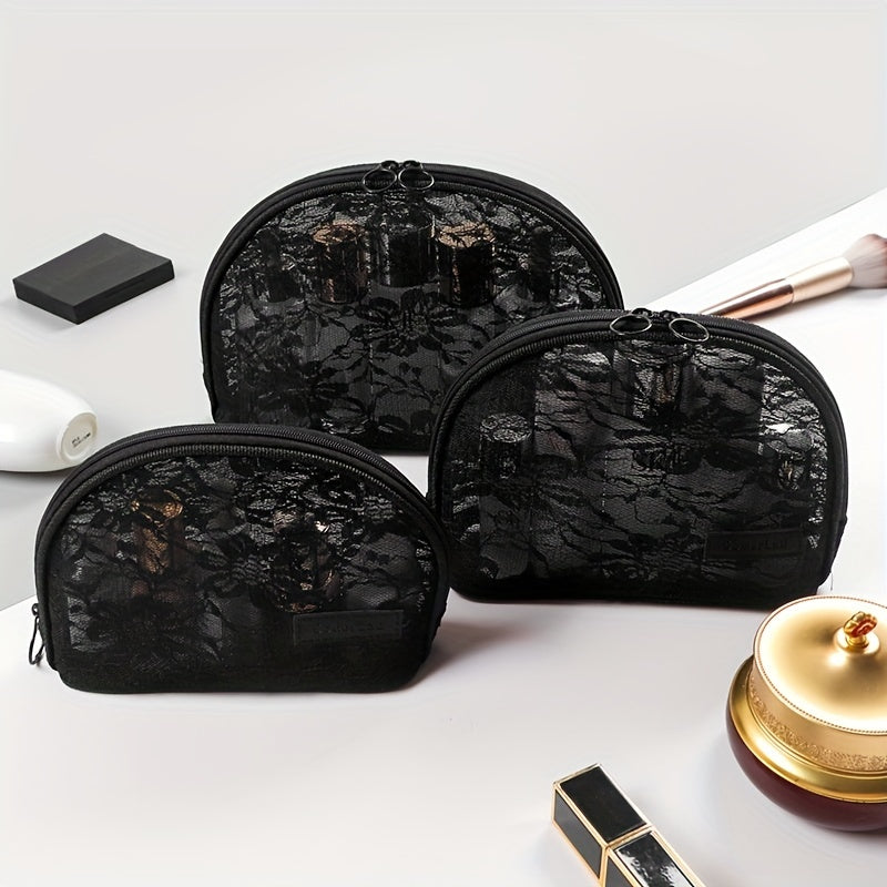 Floral Mesh Makeup Bag Women Breathable Zipper Pouch Toiletry Travel Organizer