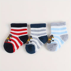 6pairs Baby Boys Socks Animal Pattern Striped Comfy Socks