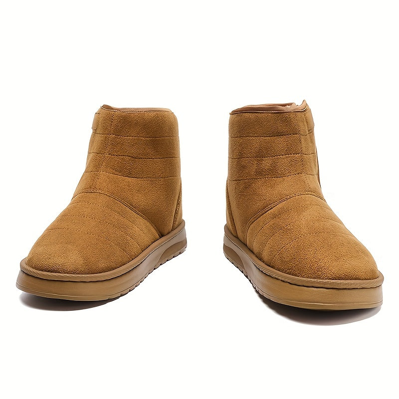 Thermal Fur Lined Snow Boots Suede Mid Calf Boots Round Toe Warm Winter Boots