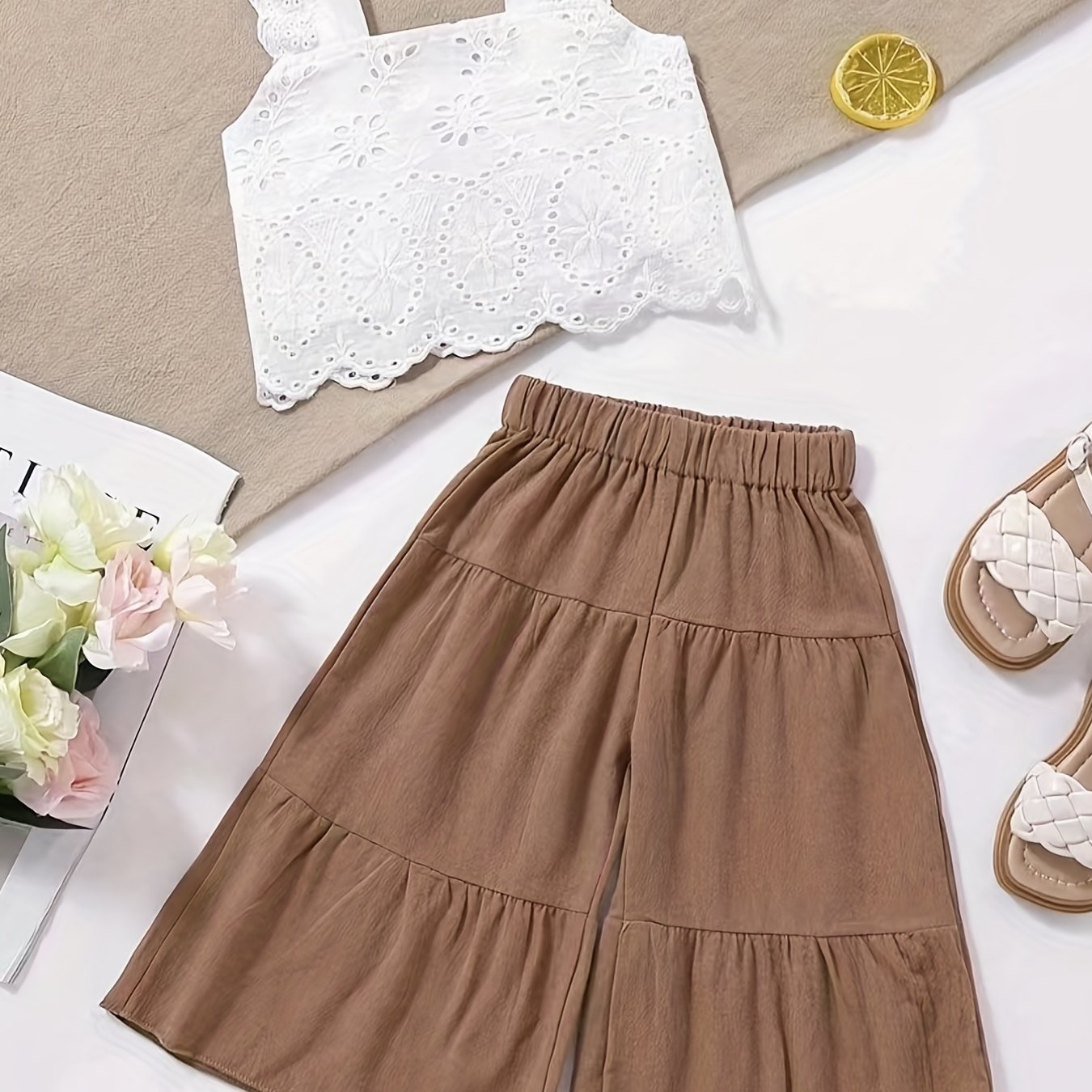 Baby Girls Cotton Cami Crop Top & Pants Set