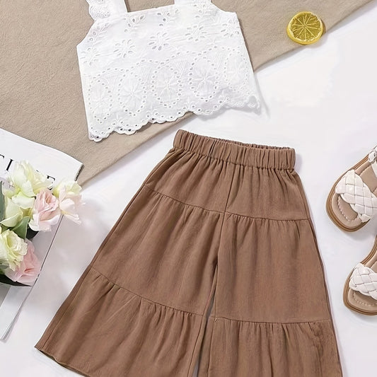 Baby Girls Cotton Cami Crop Top & Pants Set