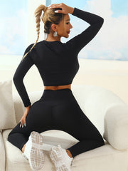 Yoga Workout Set Slim Fit Top & Sports Leggings Women's Activewear