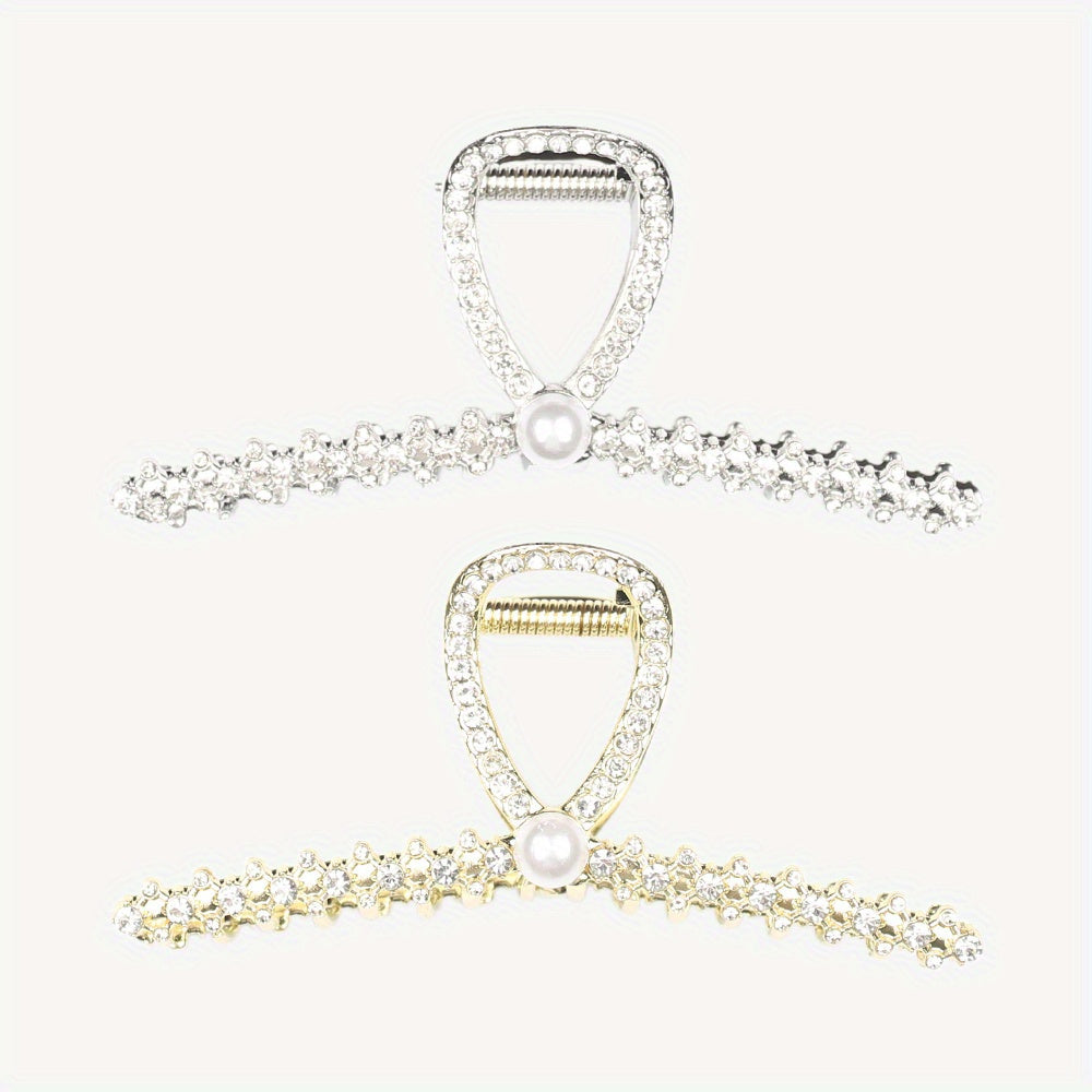 2pcs Pearl Rhinestone Claw Clips for Girls