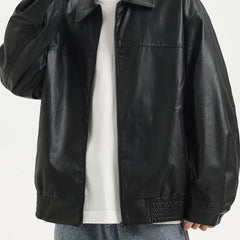 Men's Vintage Lapel Collar PU Leather Jacket