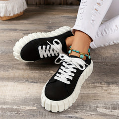 Women's Stylish Platform Sneakers Lace Up Outdoor Shoes