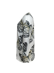 Butterfly Print Long Sleeve Sleep Dress With Pockets