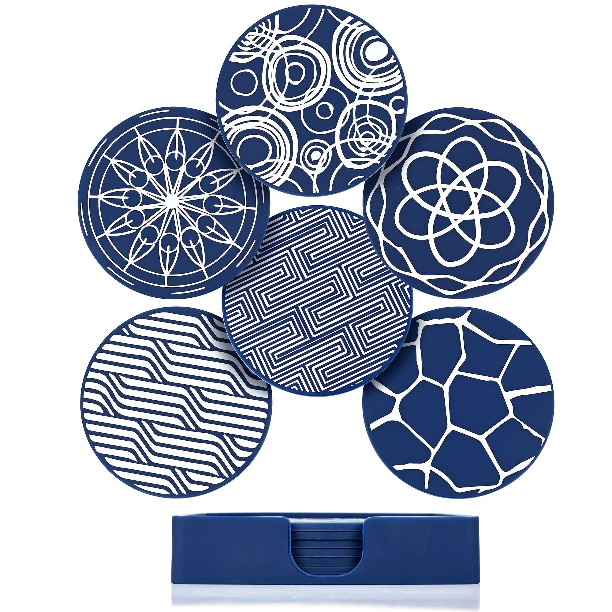 6pcs Silicone Rubber Coasters with Storage Box, Non-slip Cup Mat