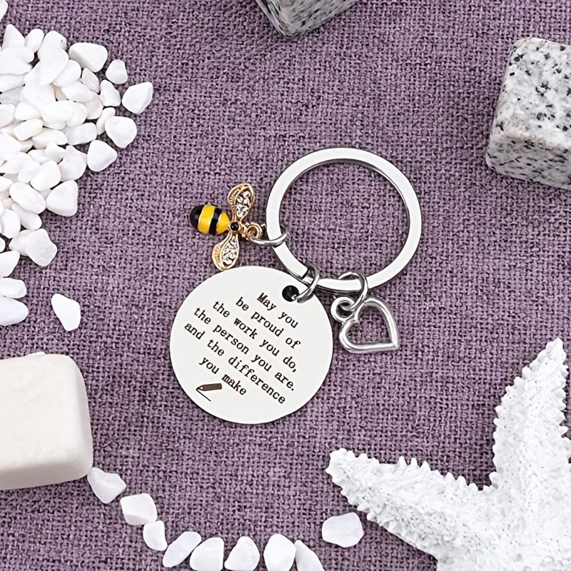 Bee Pendant Keychain Key Ring Teacher Appreciation From Students