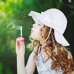 Girls Bow Wide Brim Bucket Hat for Summer