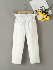 Girls Ruffle Paperbag Waist Pants for Casual Summer