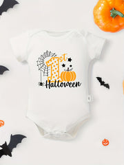 Halloween Baby Bodysuits First Halloween Letter & Pumpkin Pattern Print