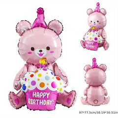 1pc 4D Sitting Cake Bear Cartoon Balloon Decoration