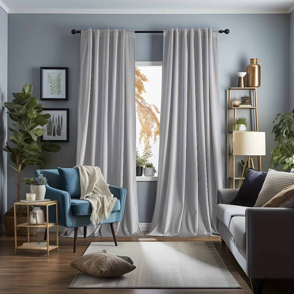 1panel Solid Curtain For Living Room And Bedroom Office Home Decor