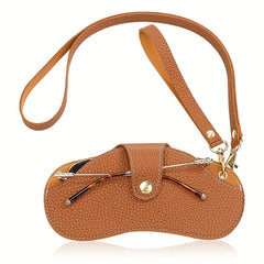 Stylish PU Leather Sunglasses Case Snap Closure