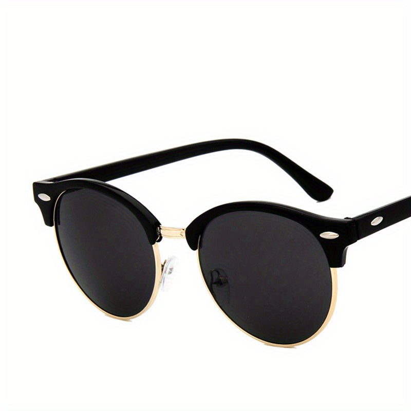 Men's Half Frame Sunglasses Metal Rice Nail
