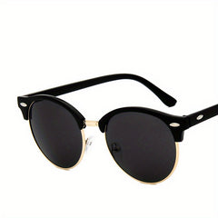 Men's Half Frame Sunglasses Metal Rice Nail