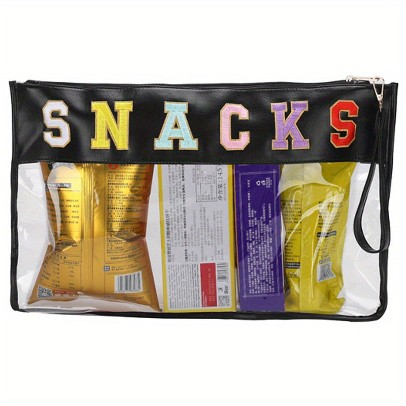 Embroidered Letter PVC Makeup Bag Large Snack Storage Pouch