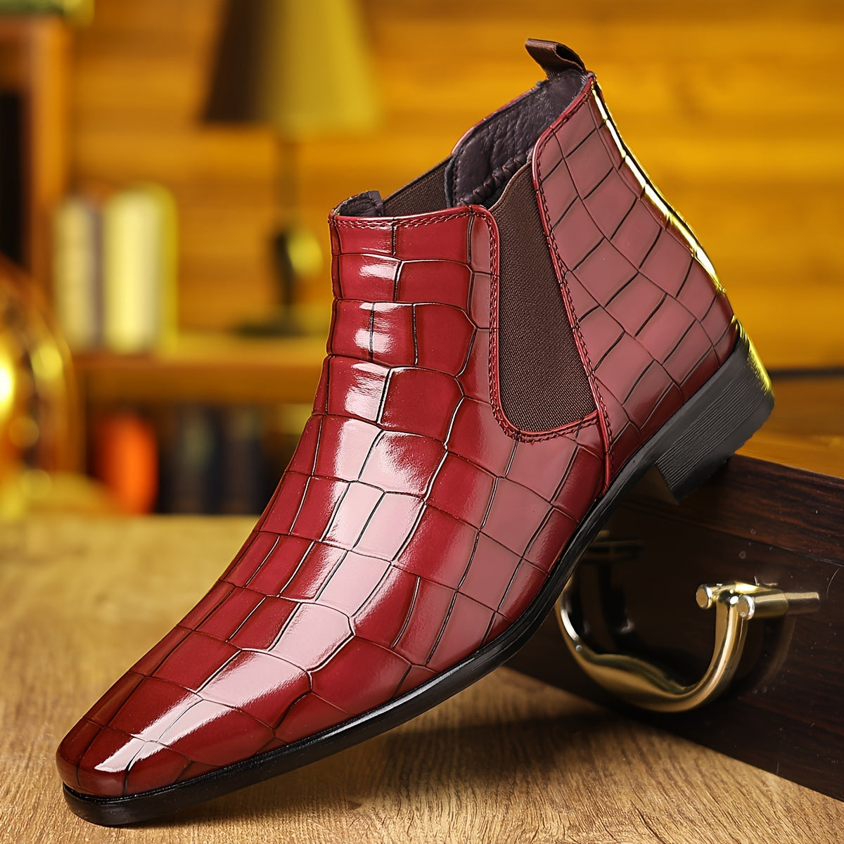 PLUS SIZE Men's Plaid Chelsea Boots Wear resistant Non Slip Boots