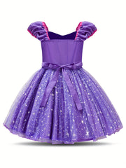 Girls Princess Dress Tulle Bow Holiday Party Prom Costume Kids Clothes