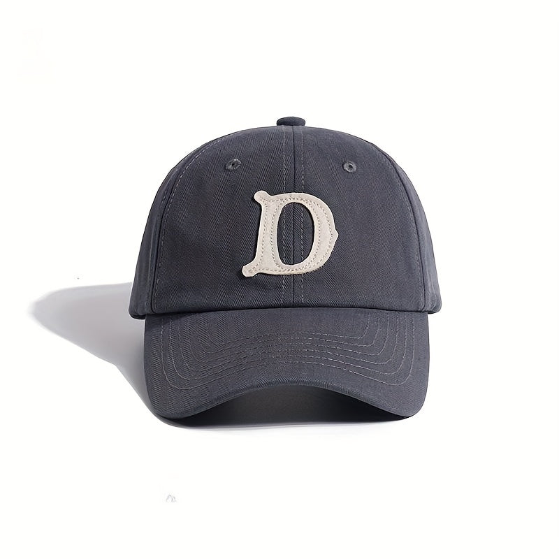 D Letter Baseball Cap Solid Soft Top Long Strap Back Casual Outdoor Dad Hat
