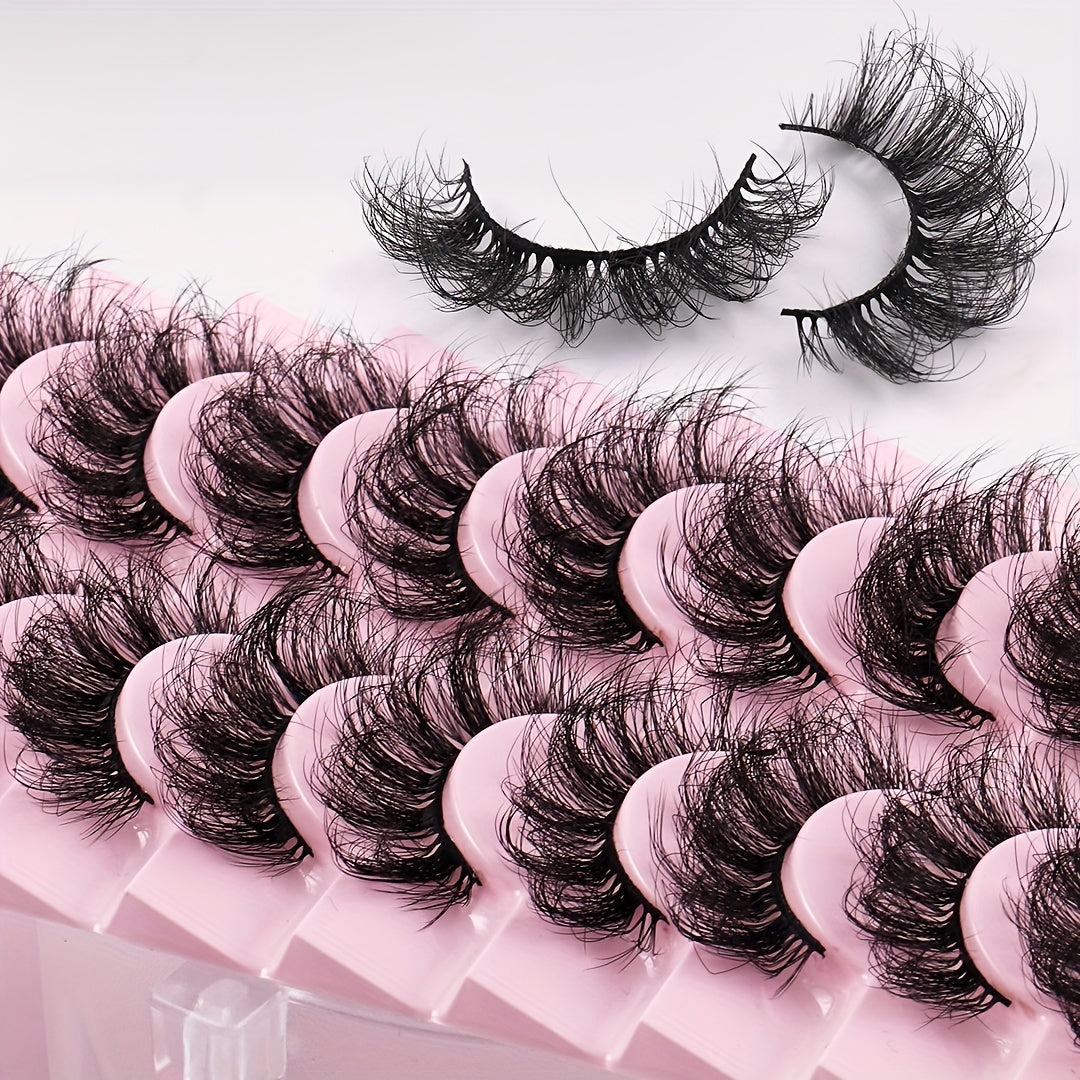 10 Pairs Faux Mink False Eyelashes Cat Eye Look Natural Look Reusable