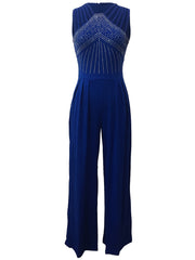 Glitter Rhinestone Criss Cross Jumpsuit Wide Leg Sleeveless Tank Jumpsuit