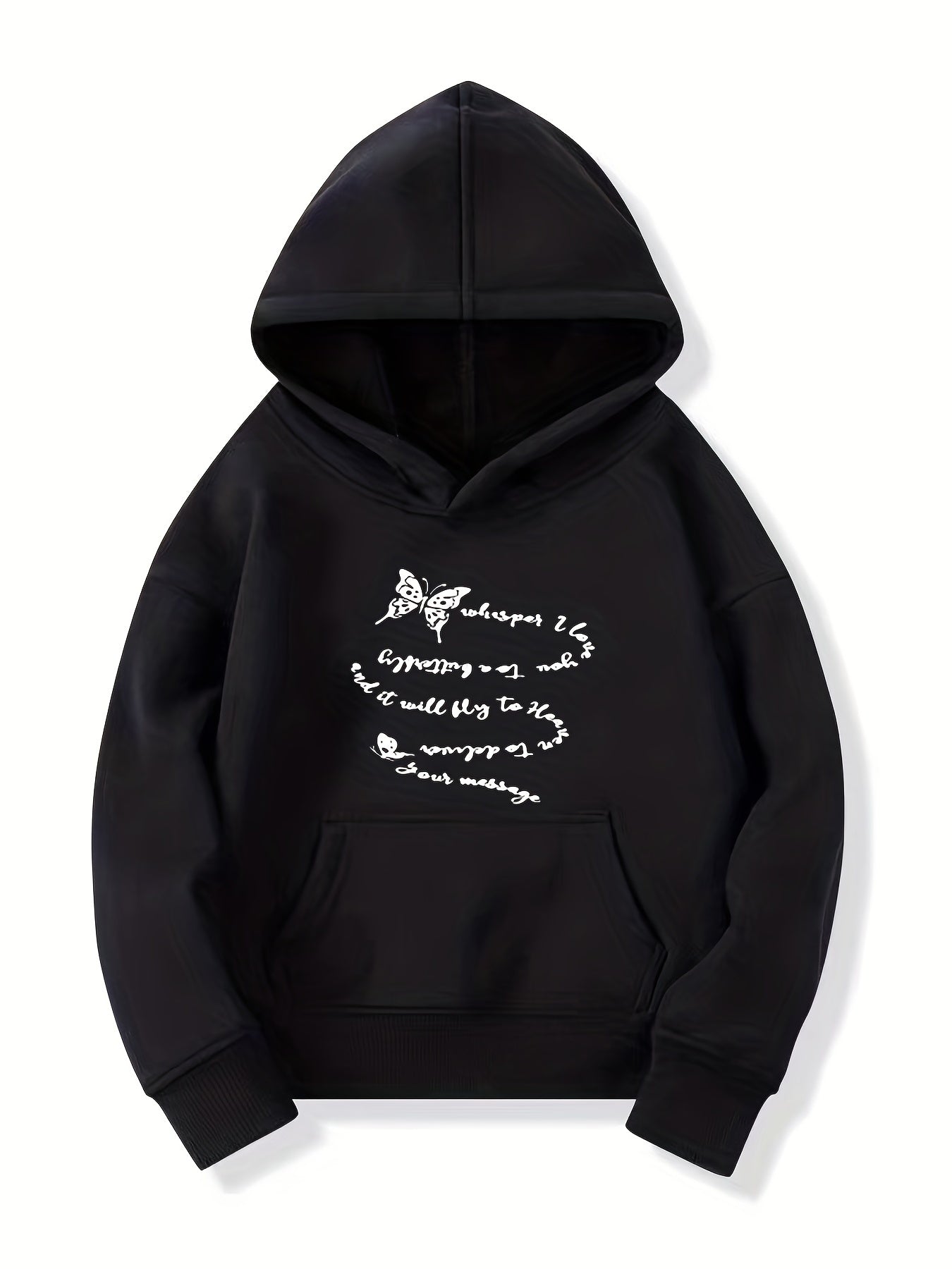 Girls Butterfly Print Hooded Sweatshirt Top Long Sleeve Hoodie Pullovers