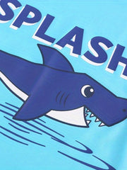 Boys Shark Swim Set - Trunks, Top & Cap - Beach Vacation Clothes