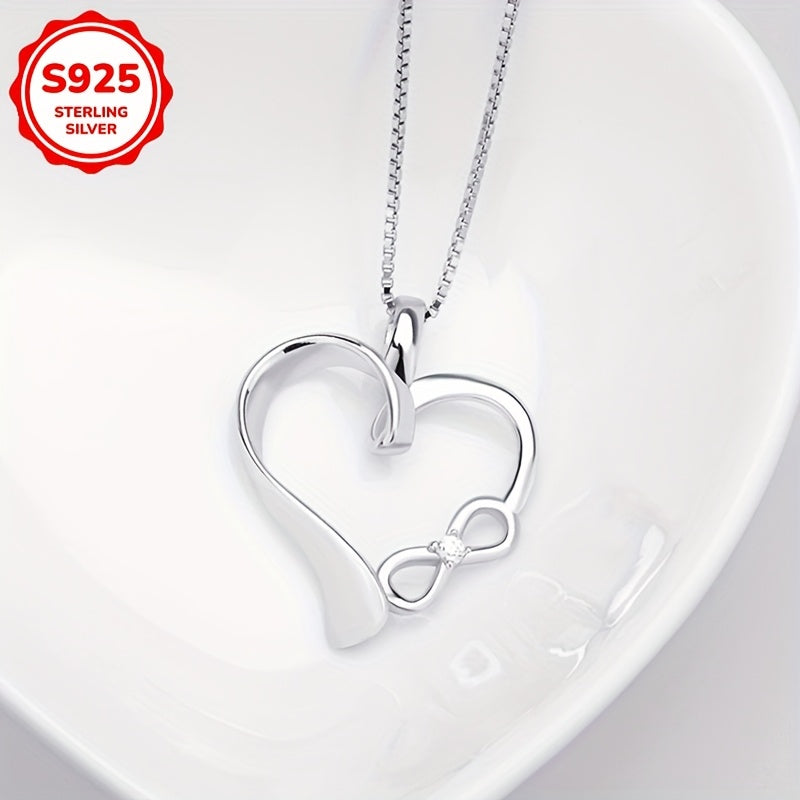925 Silver Heart Pendant Necklace with Synthetic Zirconia August Birthstone