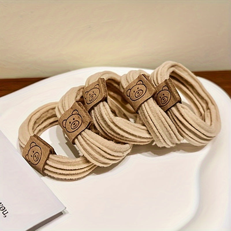 5pcs Little Bear Hair Rope Elastic Headband Thick Hair Ties