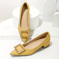 Women's Buckle Decor Soft Chunky Heel Shoes
