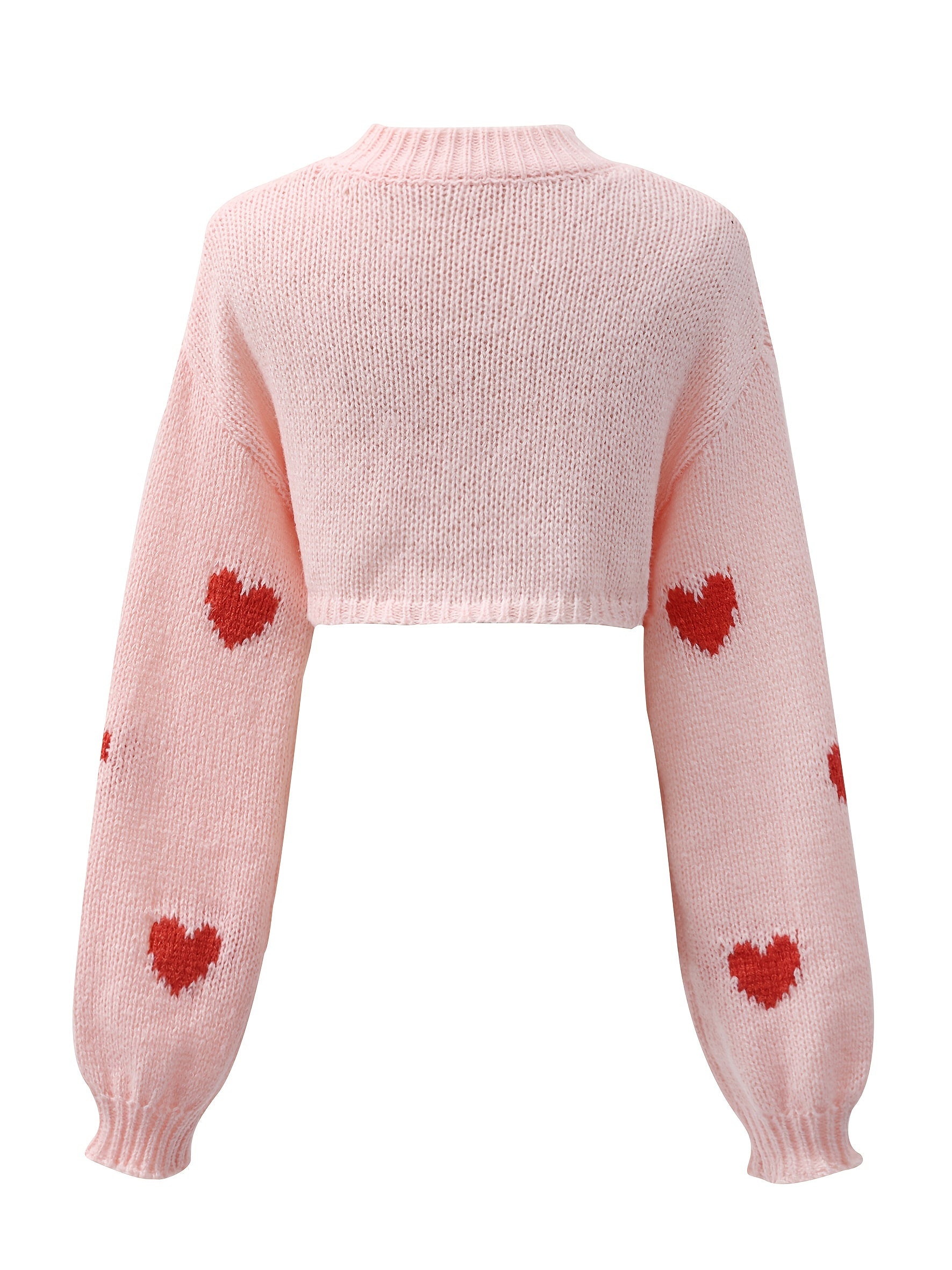 Y2K Heart Print 2pc Set Cropped Sweater & Cami Top