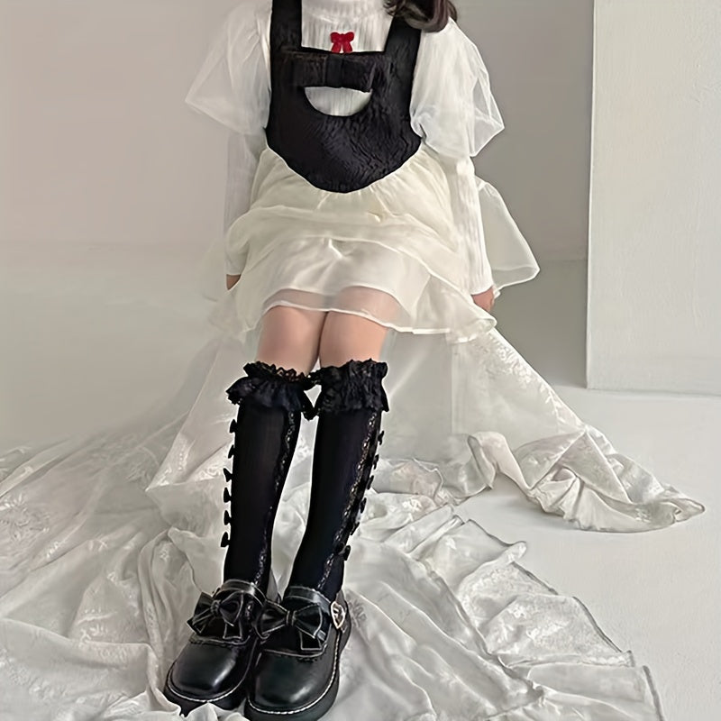 Princess Silk Satin Bow Lolita Mid Tube Socks