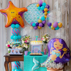 1pc Purple Mermaid Mylar Balloons for Under The Sea Party