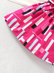 Toddler Girls Sleeveless Abstract Graphic Button Belted Dress