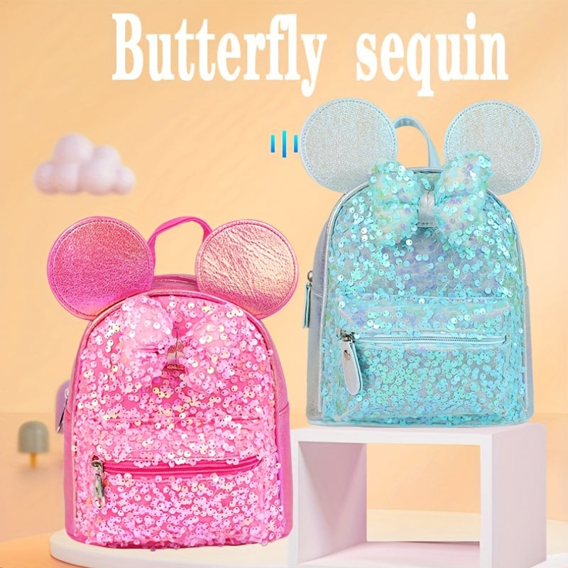 Kids Mouse Ear Sequin Butterfly Knot Backpack For Girls Boys