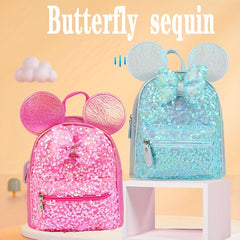 Kids Mouse Ear Sequin Butterfly Knot Backpack For Girls Boys