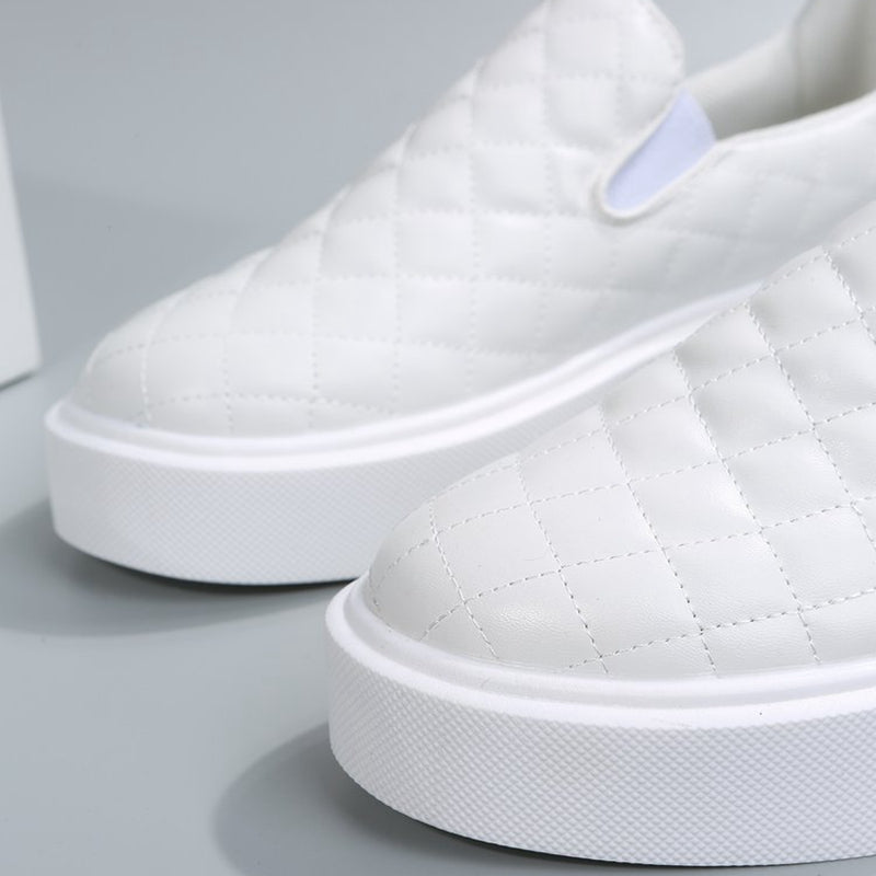 Women's Quilted Platform Loafers Slip on Sneakers